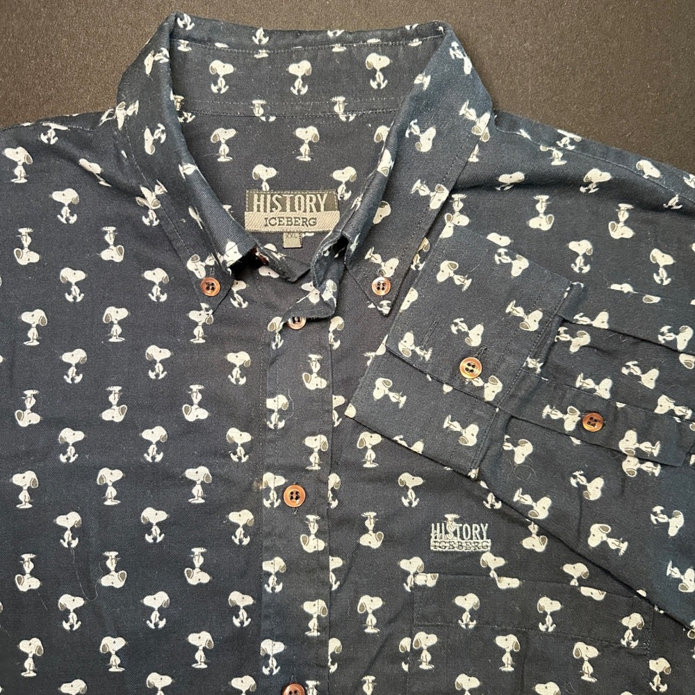90s Iceberg History Snoopy Shirt Mens XXL Peanuts‎ AOP Gilmar Italy Hip Hop Dog